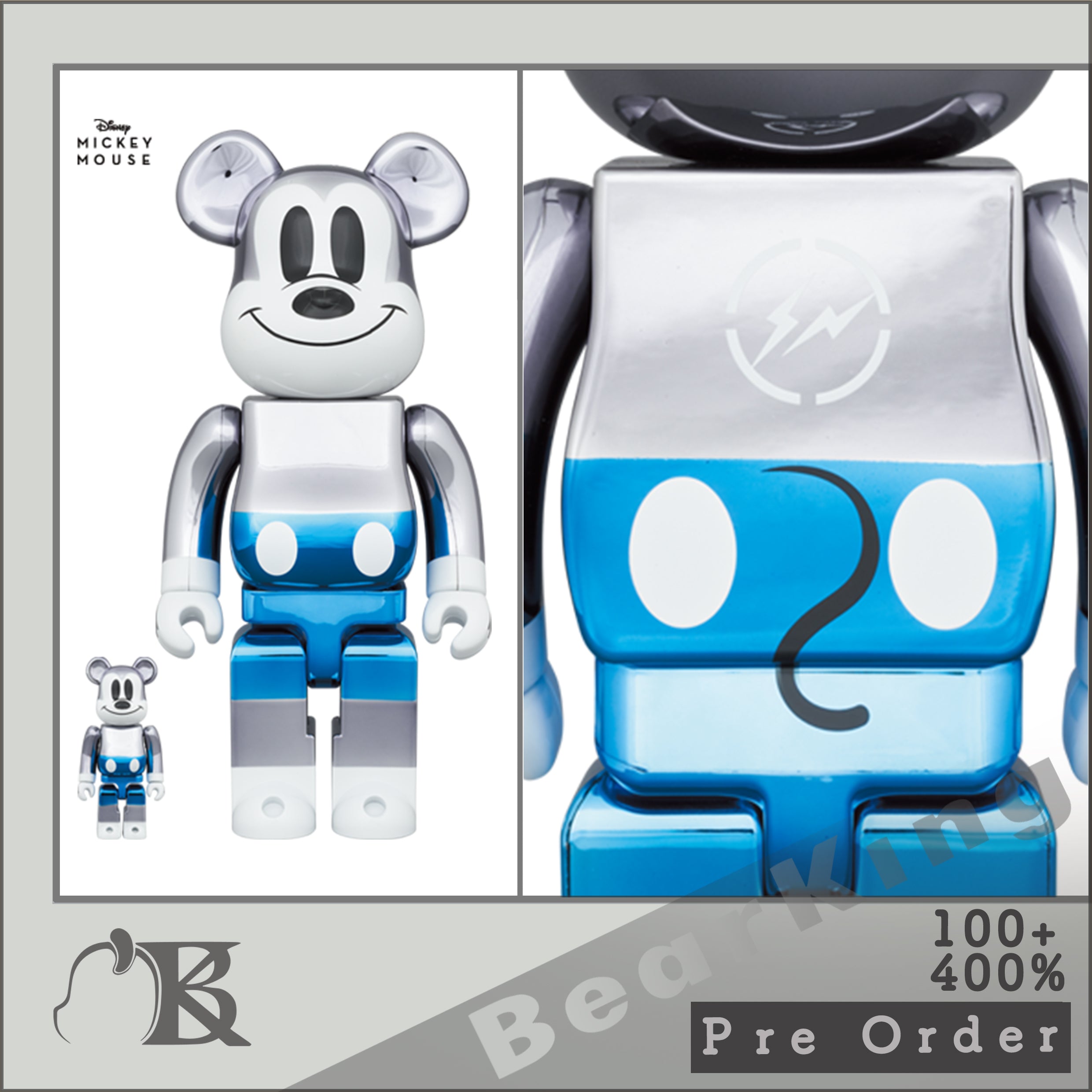 BE@RBRICK fragmentdesign MICKEY MOUSE BLUE Ver.100％ & 400