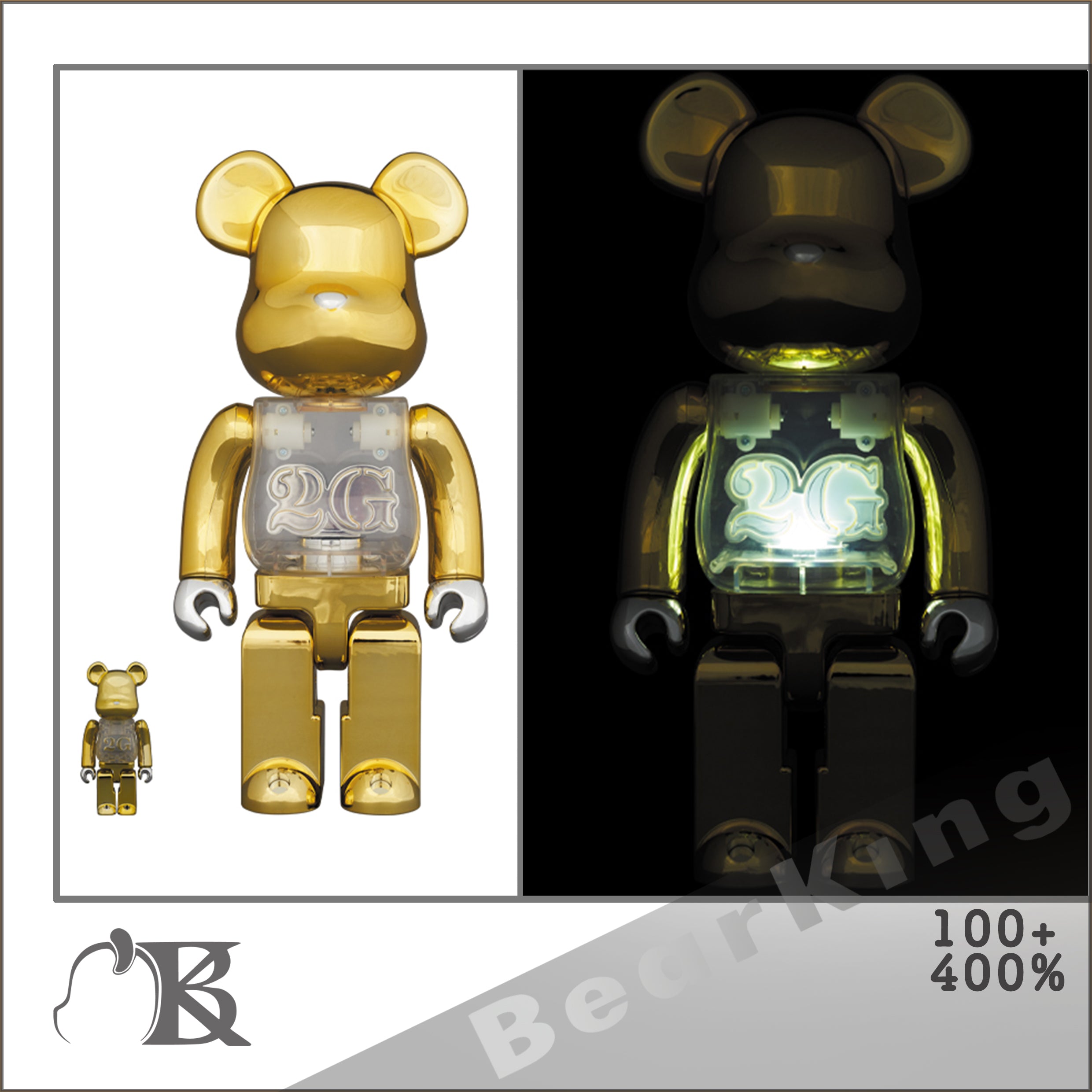 BE@RBRICK 2G REVERSE 100％ & 400％ 金色 發光