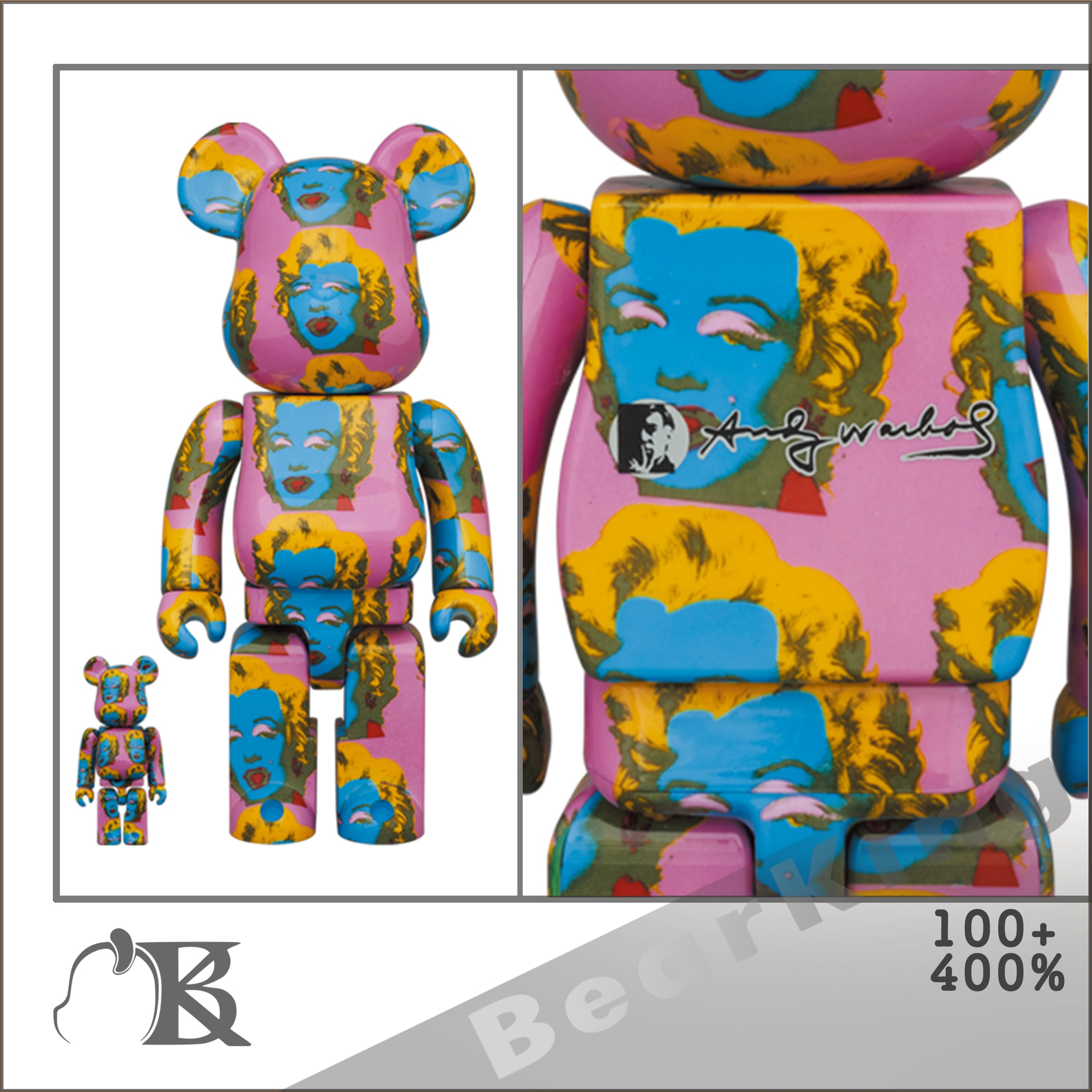 BE@RBRICK Andy Warhol’s Marilyn Monroe #2 100％ ＆ 400％ 瑪麗蓮夢露