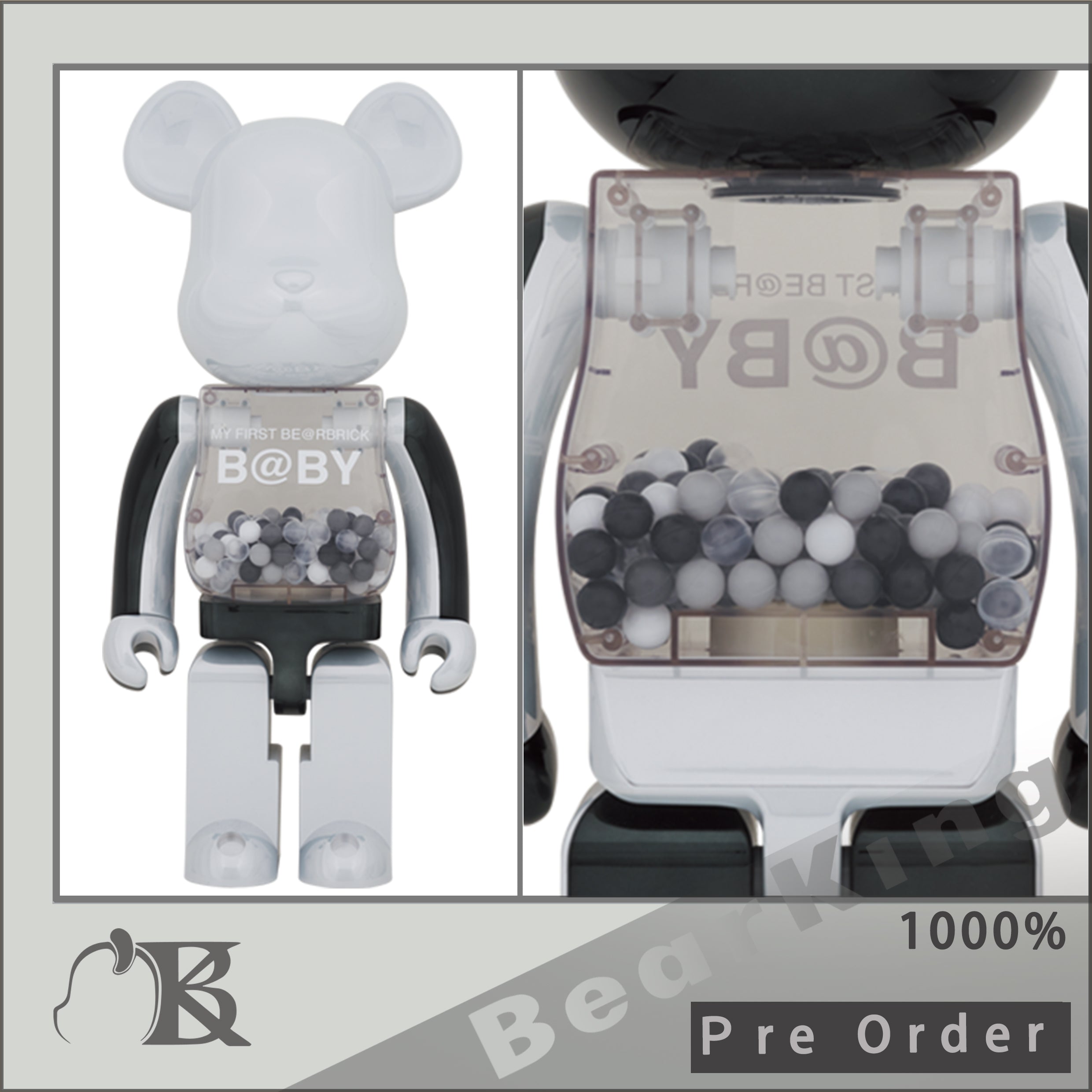 PreOrder 預訂 MY FIRST BE@RBRICK B@BY BLACK & WHITE CHROME Ver. 1000％ 千秋 Baby  黑白 電鍍 JUNE 2022