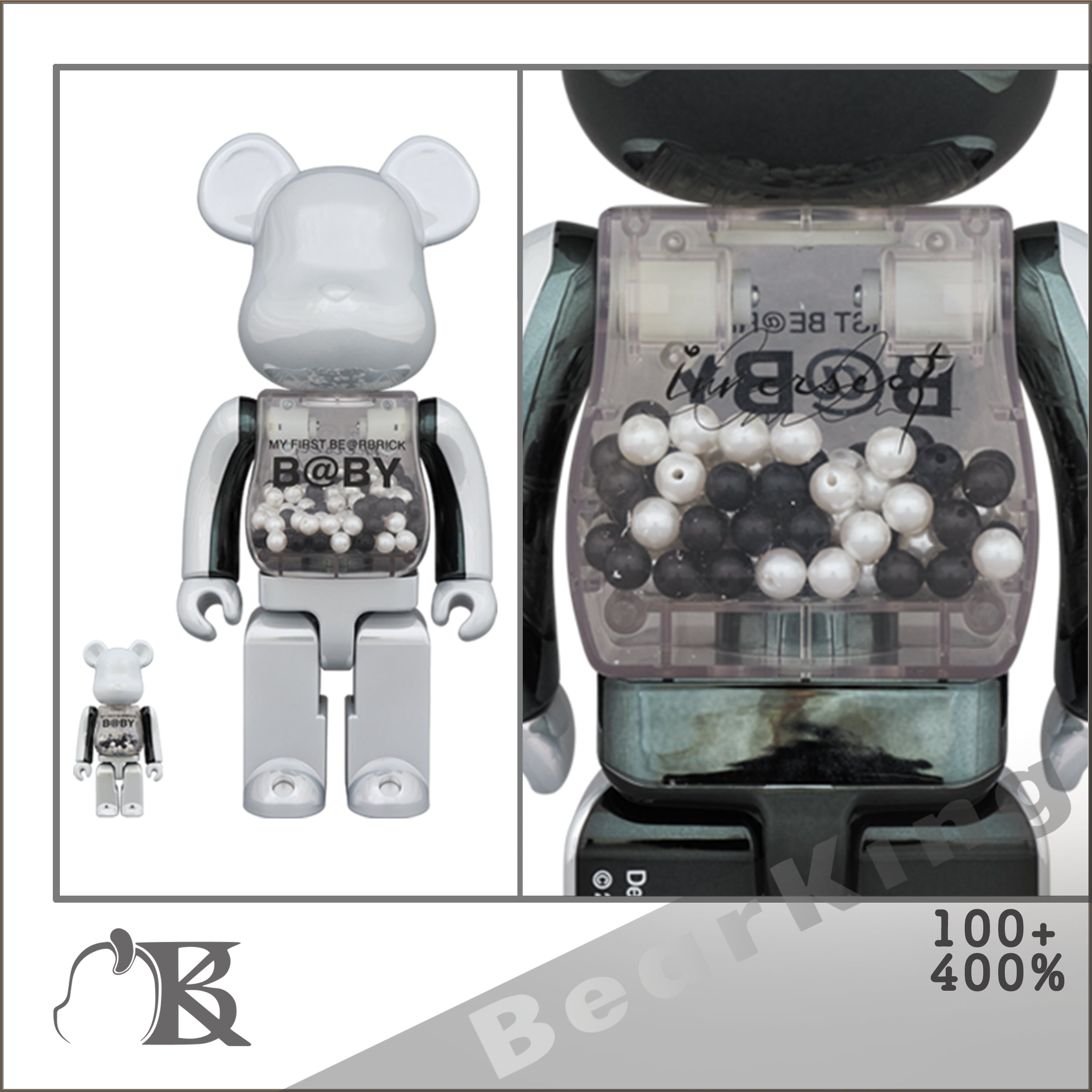 MY FIRST BE@RBRICK B@BY innersect Ver. 100％ ＆ 400％ 千秋 Baby 黑白