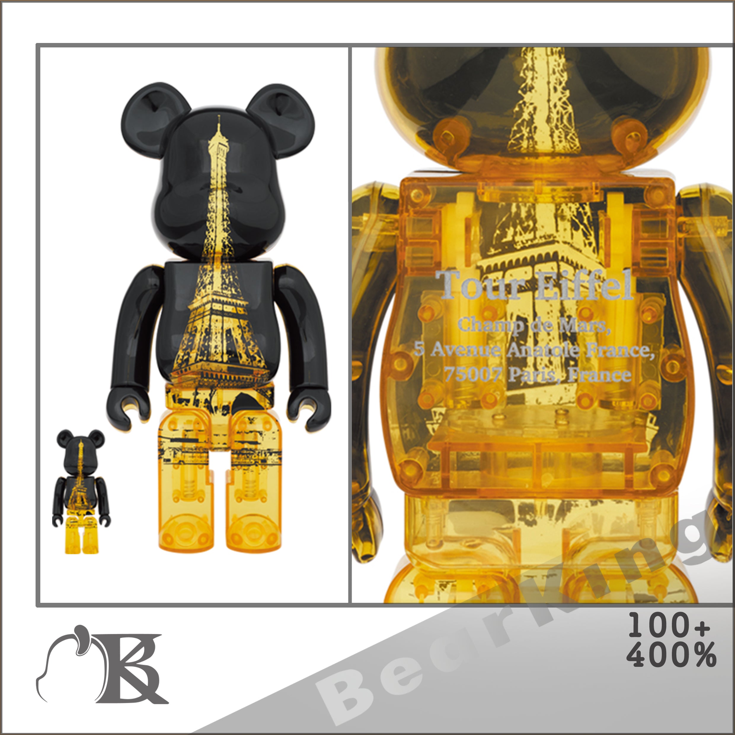 BE@RBRICK 400% EIFFEL TOWER GOLDEN GOWN-