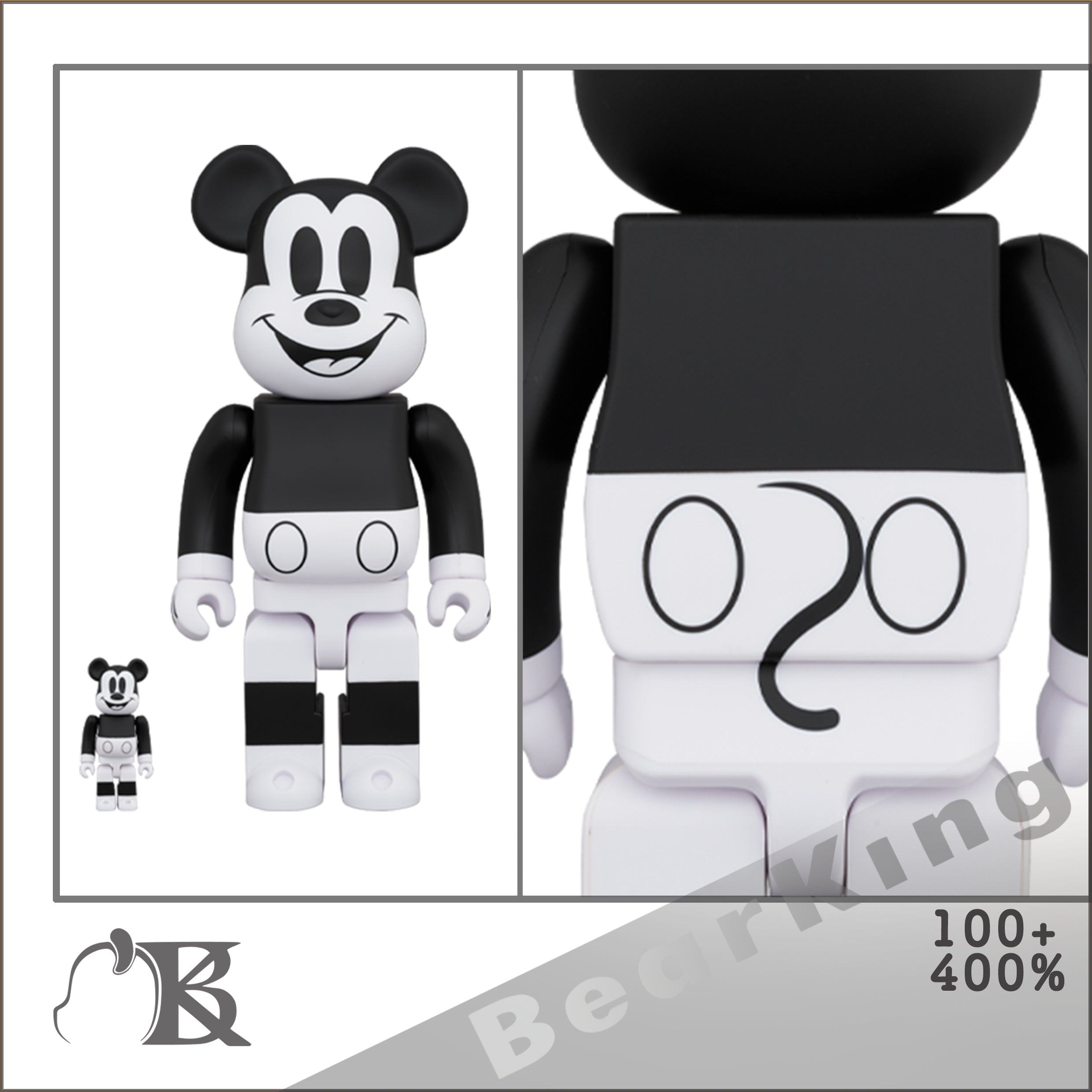 BE@RBRICK MICKEY MOUSE (B&W 2020 Ver.)100％ & 400％