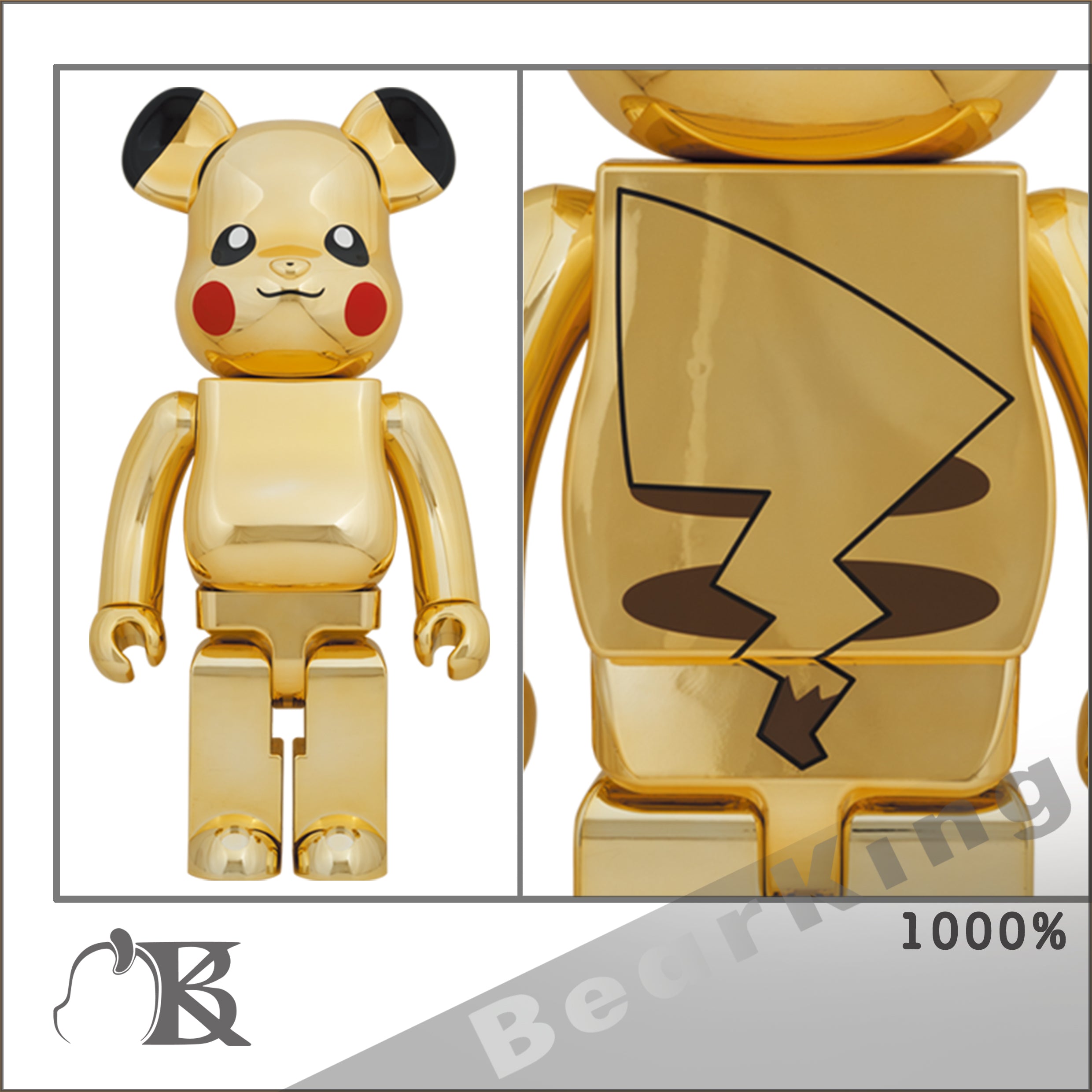 BE@RBRICK ピカチュウGOLD CHROME Ver.1000％ 比卡超電鍍