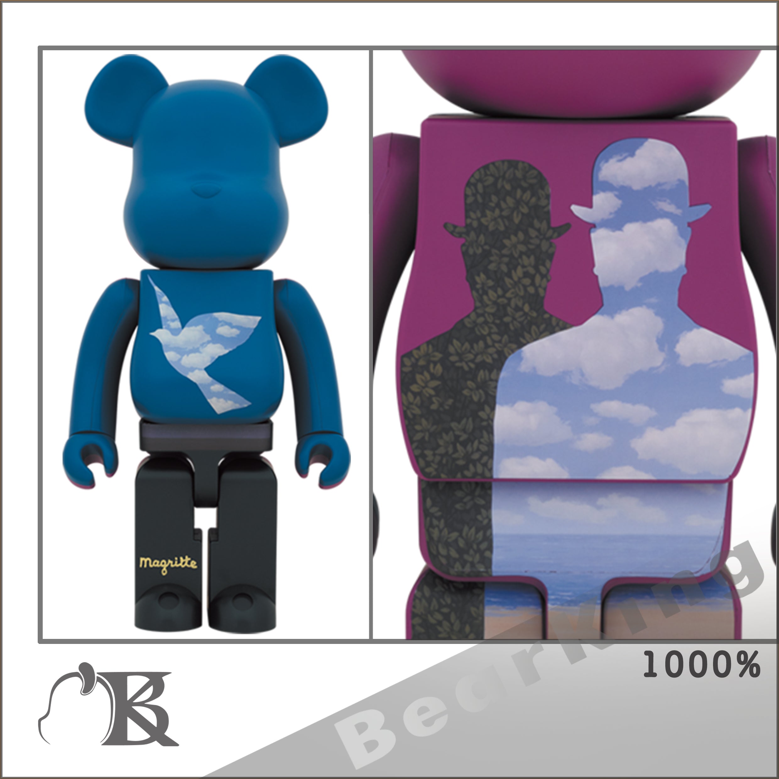 BE@RBRICK René Magritte L'oiseau de ciel 1965/La belle societe 1965 1000％  Rene