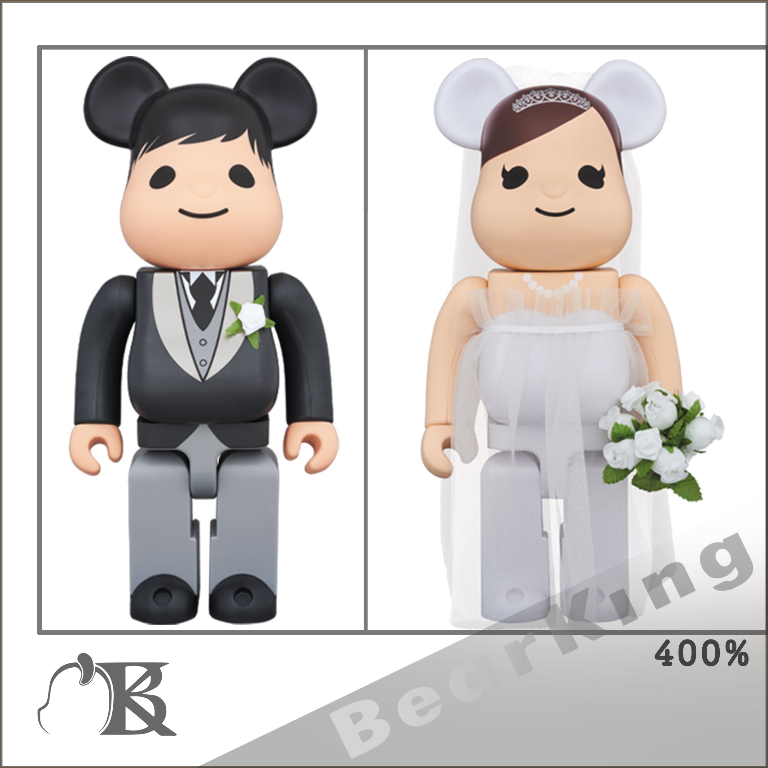 BE@RBRICK グリーティング 結婚 3 PLUS 400％ Wedding 黑灰色