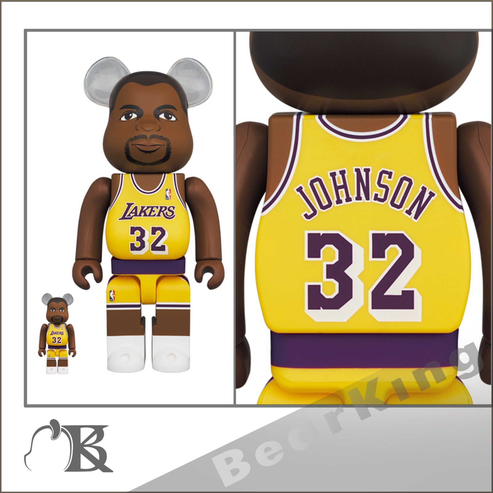 BE@RBRICK Magic Johnson (Los Angeles Lakers) 100％ & 400％ NBA 湖人 魔術手 莊遜