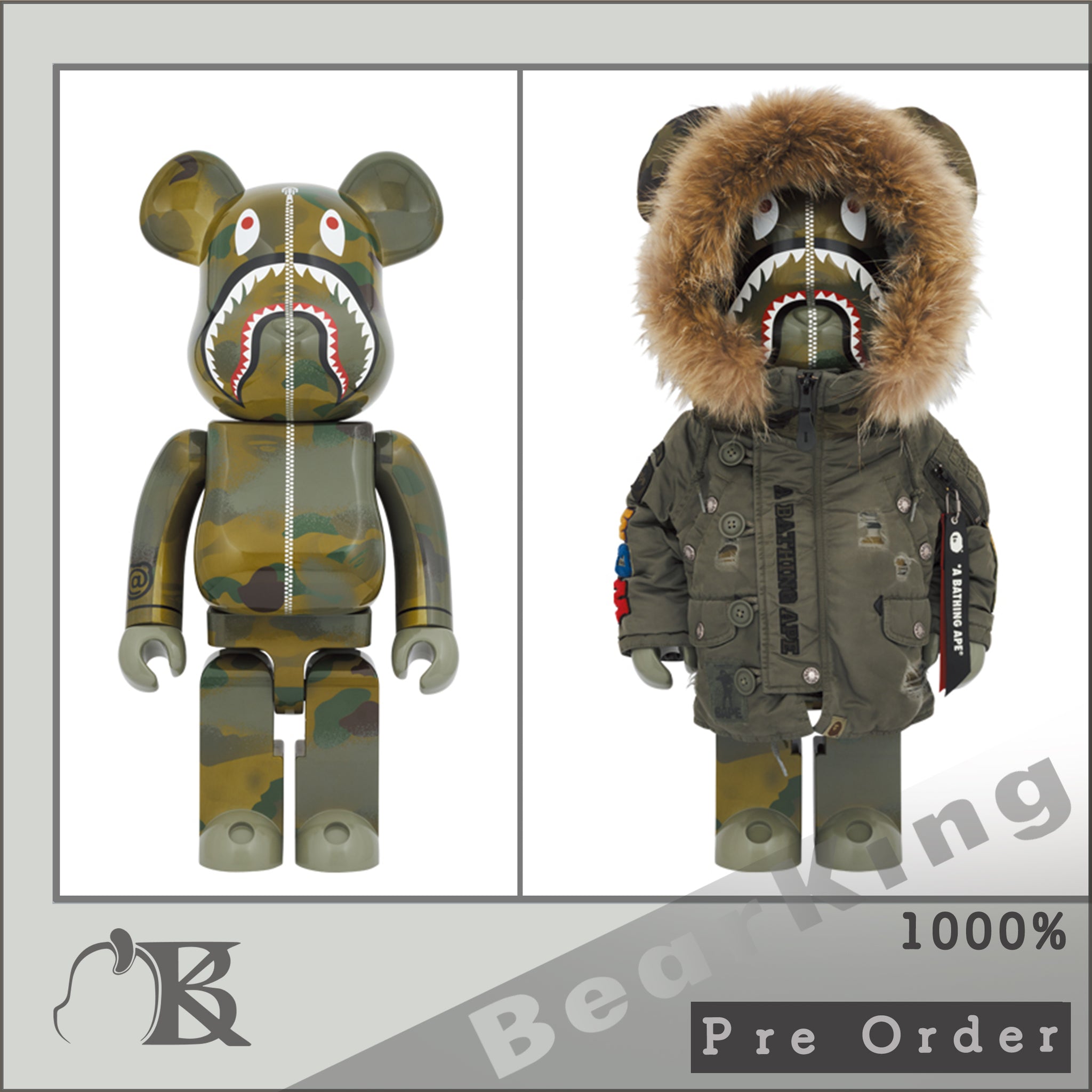 激安直販新品 レア BE@RBRICK CAMO SHARK 400%&100%セット BLUE(ブルー) ベアブリック カモ シャーク bape MEDICOMTOY メディコム・トイ コラボ 青 キューブリック、ベアブリック