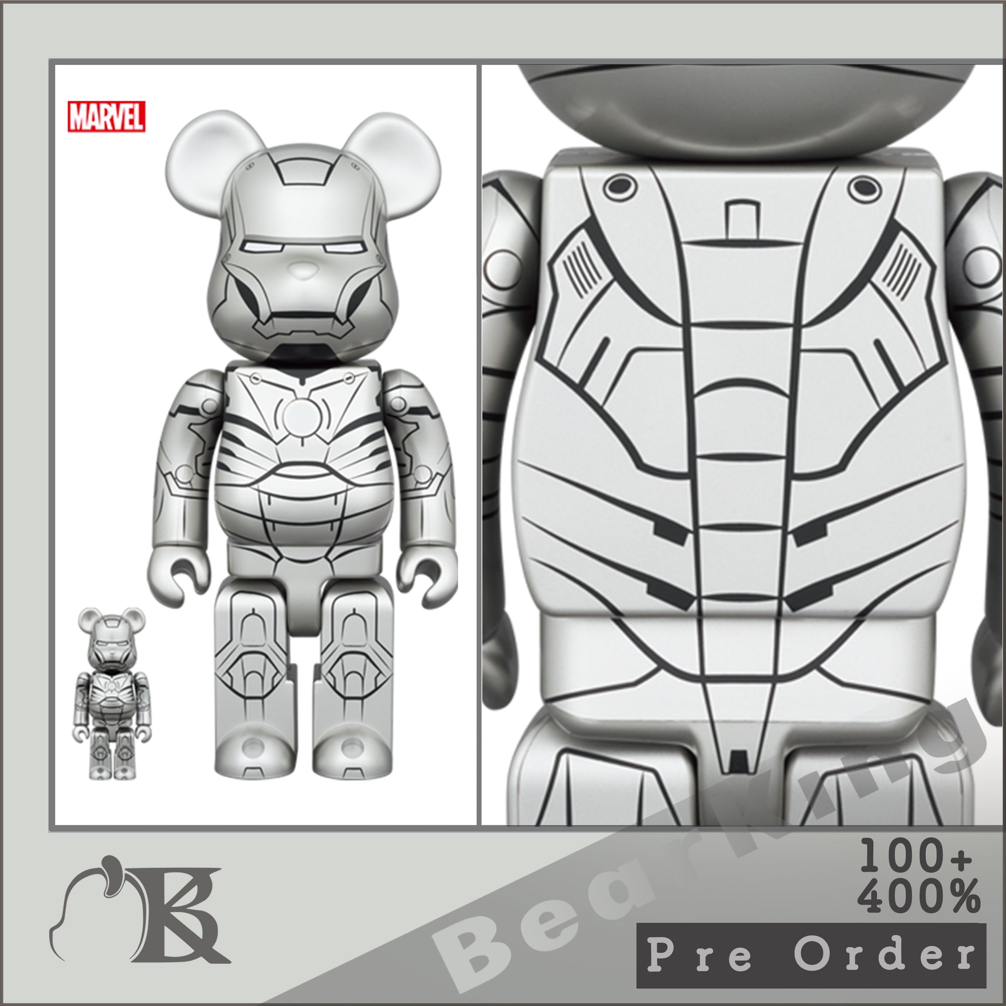 BE@RBRICK SORAYAMA IRONMAN REVERSE 100％ & 400％ 空山基鐵男