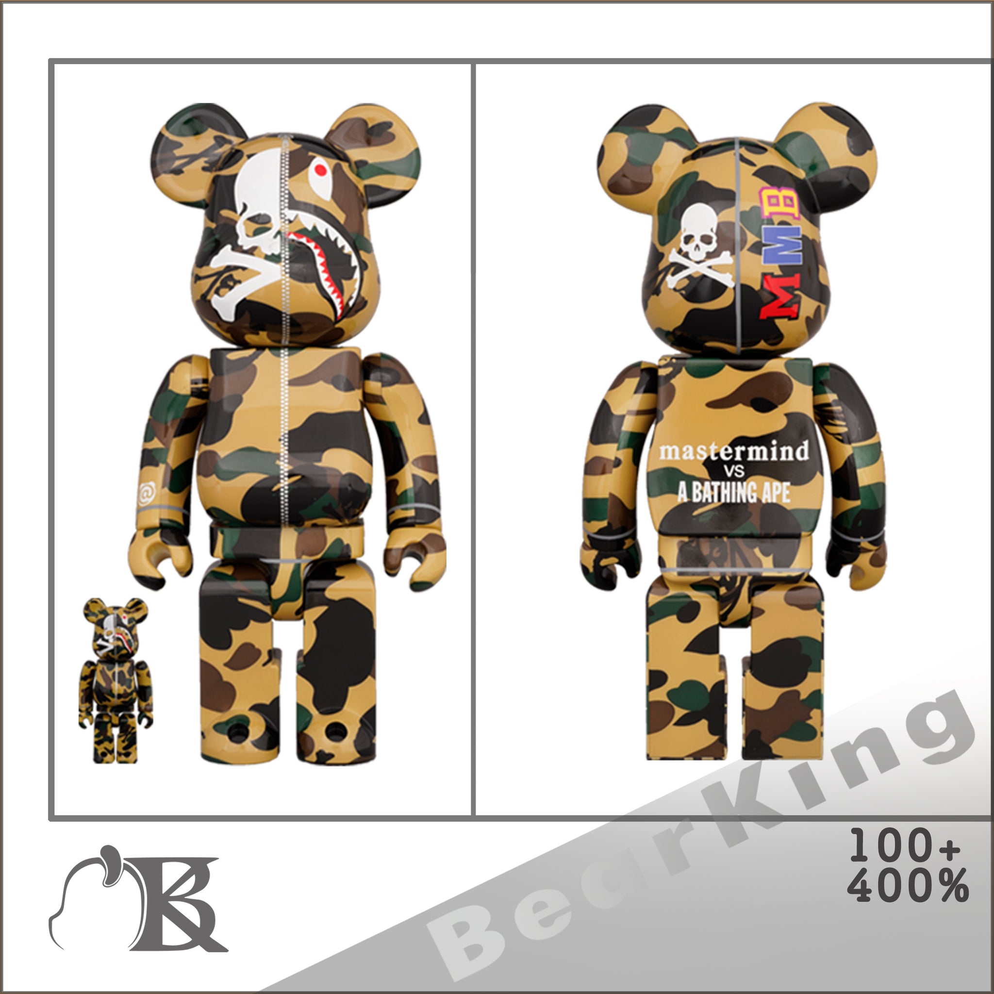 良好品】 1000% BE@RBRICK BAPE(R) VS MASTERMIND (YELLOW) メディコム ...