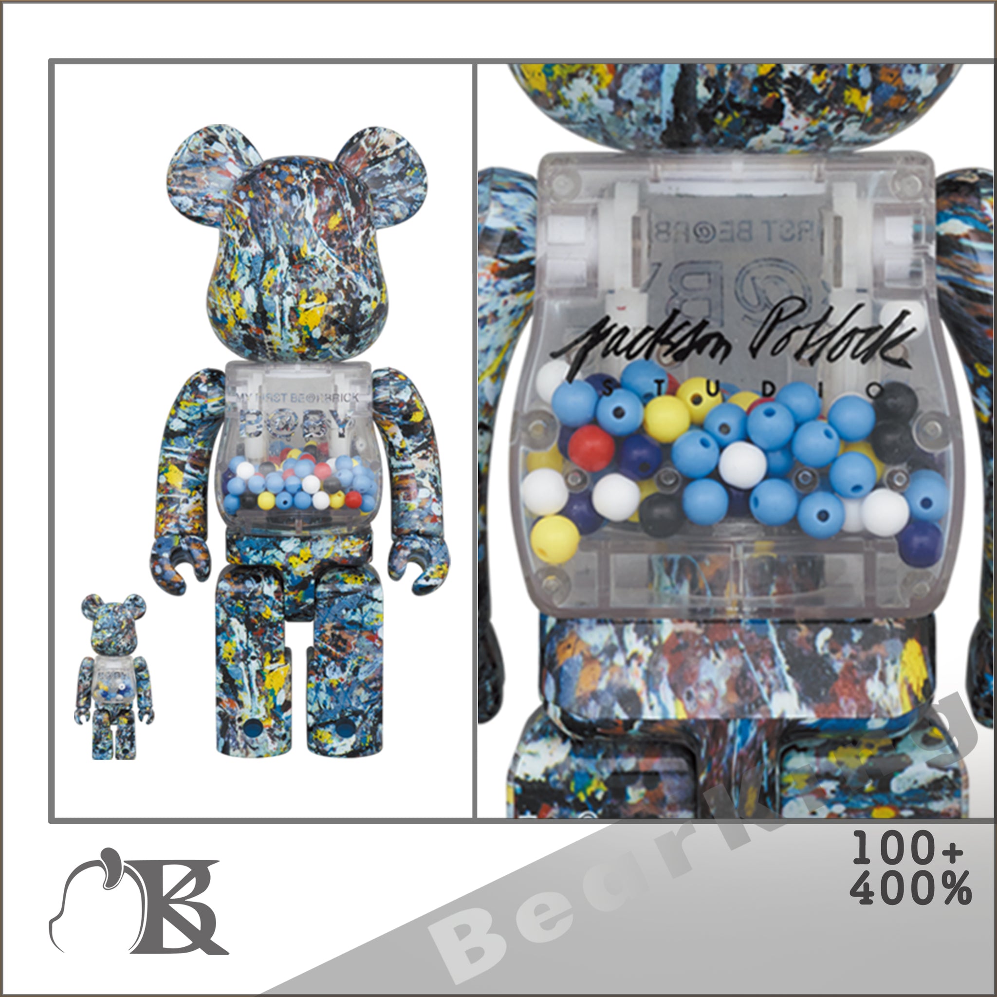 BE@RBRICK B@BY Jackson Pollock 100％ 400％-