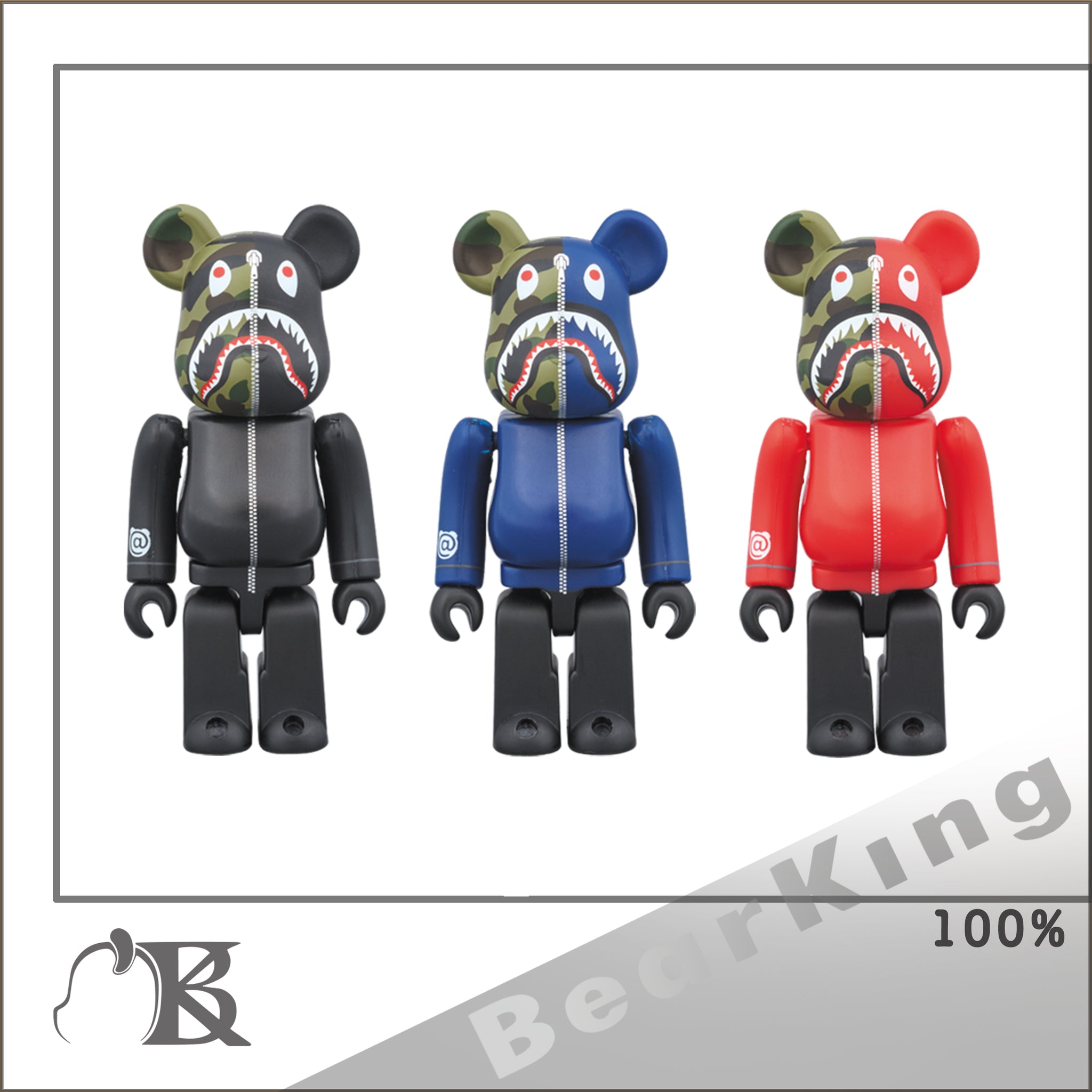 BE＠RBRICK BAPE PLAY 1st CAMO SHARK 100% SET of 3