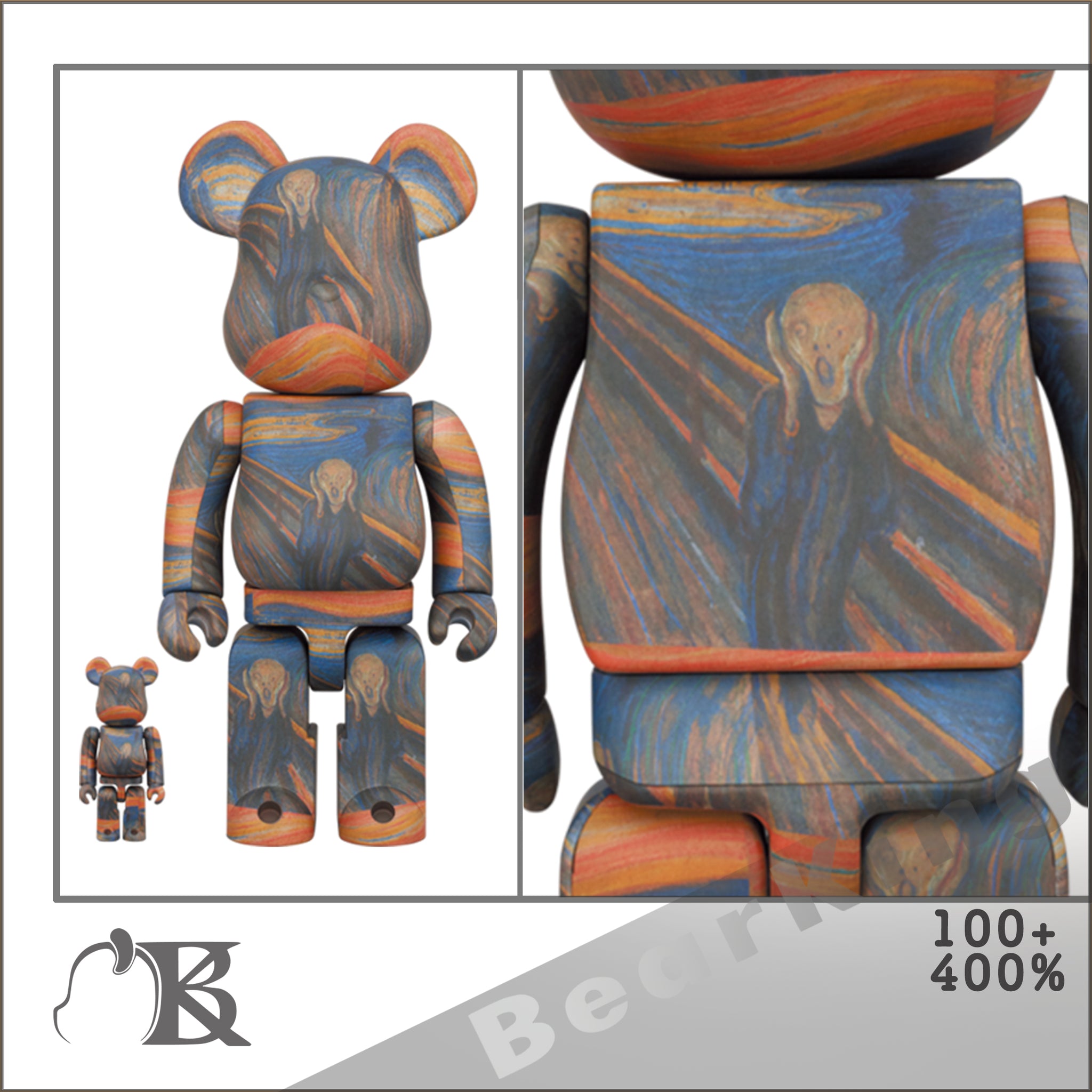 Bearbrick Edvard Munch ”Scream” 100＆400