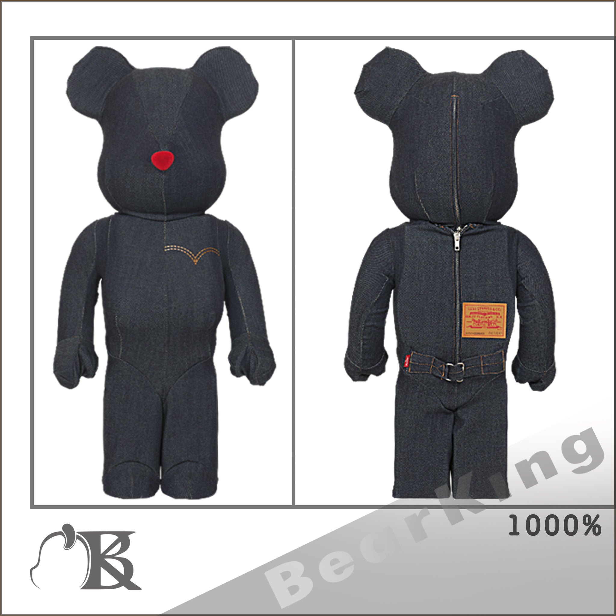 BEARBRICK MEDICOM, BEARBRICK 1000% DARK DENIM LEVI'S, 2010