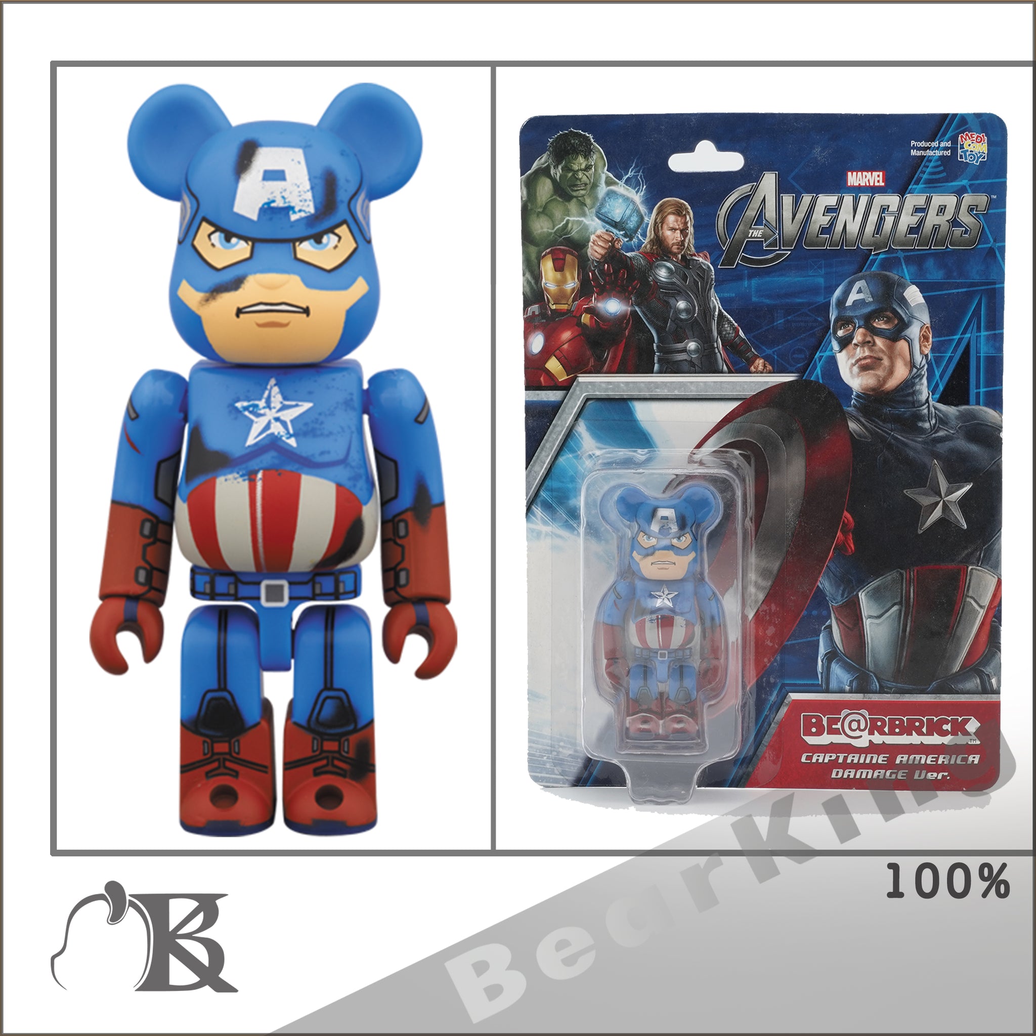 BE@RBRICK IRONMAN/ CAPTAINAMERICA / THOR / HULK THE AVENGERS DAMAGE Ver. 100％ MARVEL