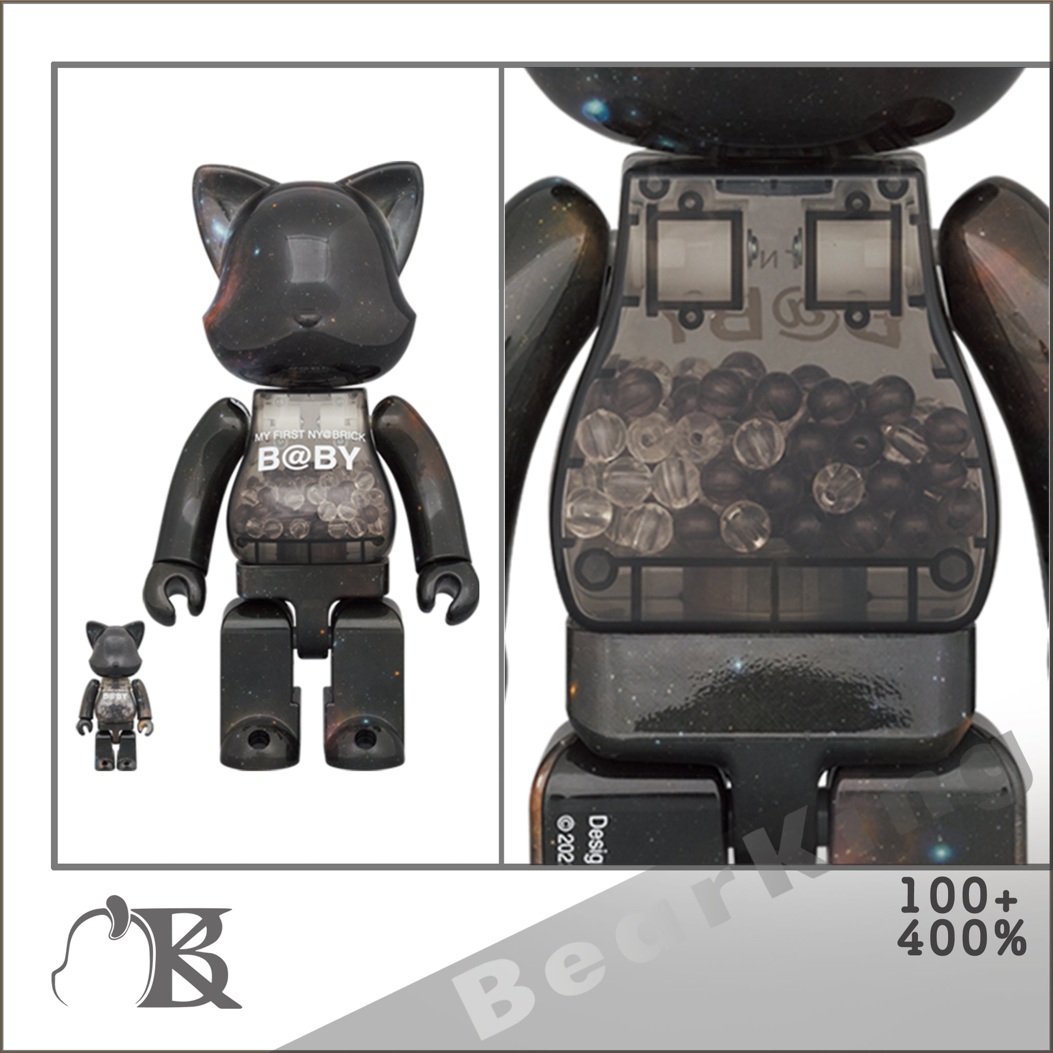 MY FIRST BE@RBRICK B@BY BLACK & WHITE CHROME Ver. 100％ & 400