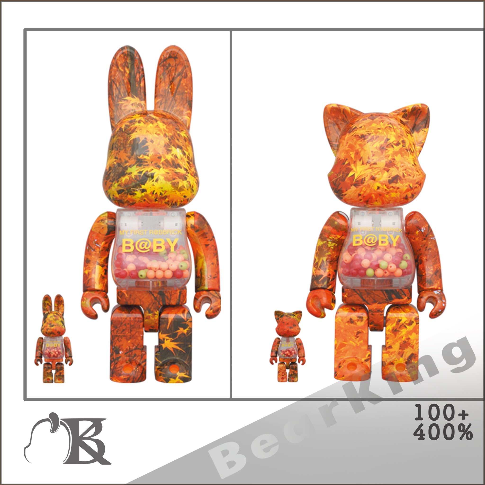 MY FIRST NY@BRICK & R@BBRICK B@BY 100％ & 400％ AUTUMN LEAVES Ver. SET of 2