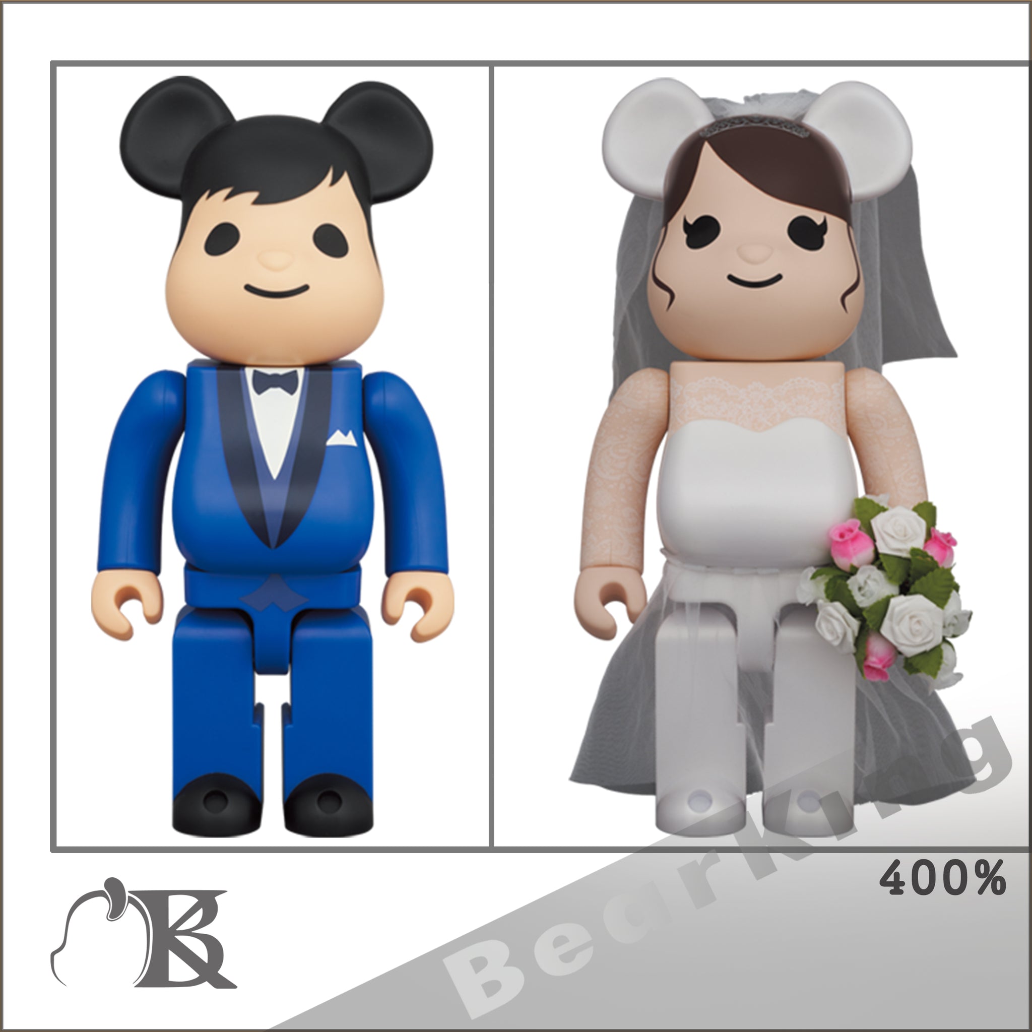 BE@RBRICK グリーティング 結婚 4 PLUS 400％ Wedding 藍色