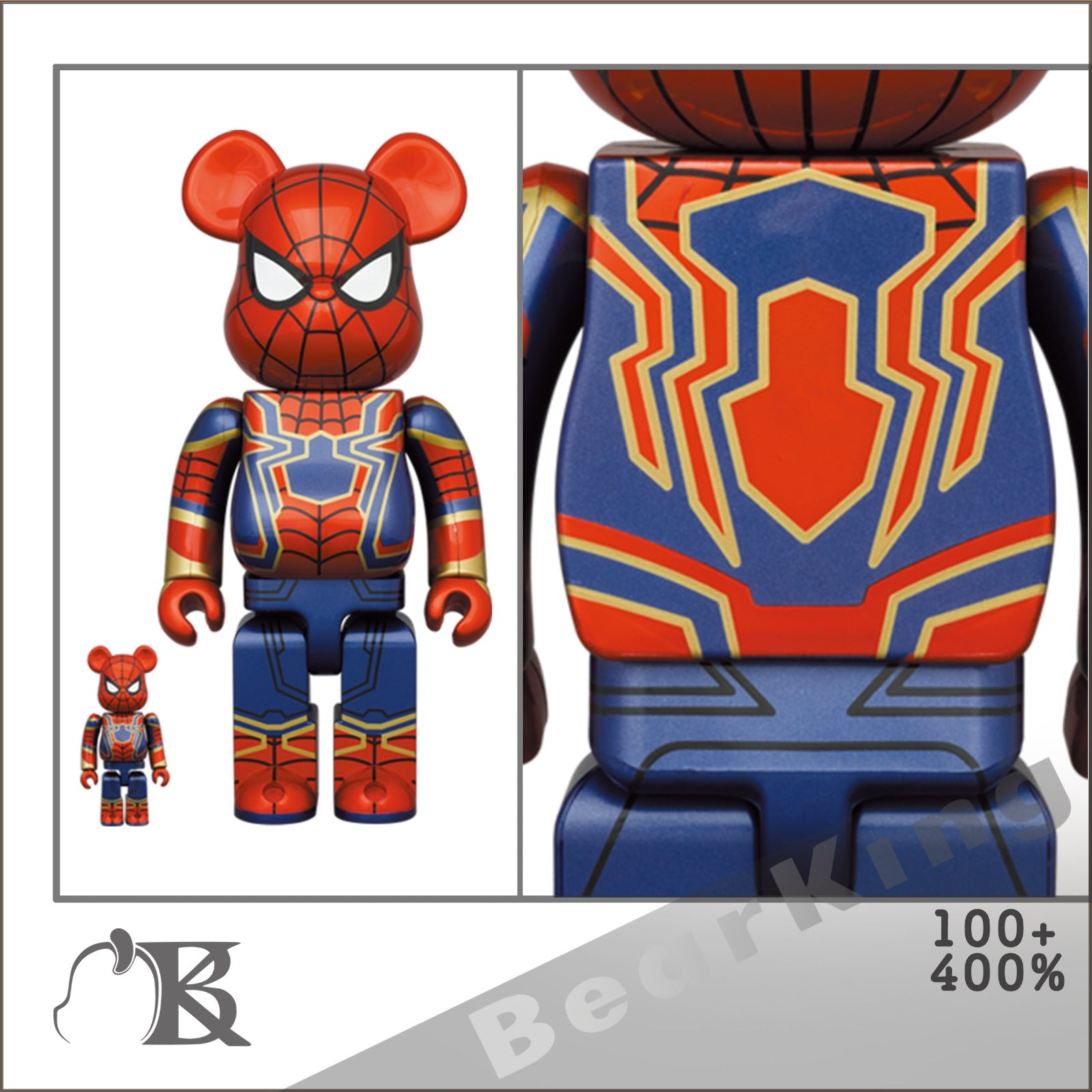 BE@RBRICK  Iron Spider 100% & 400% 蜘蛛俠 Marvel